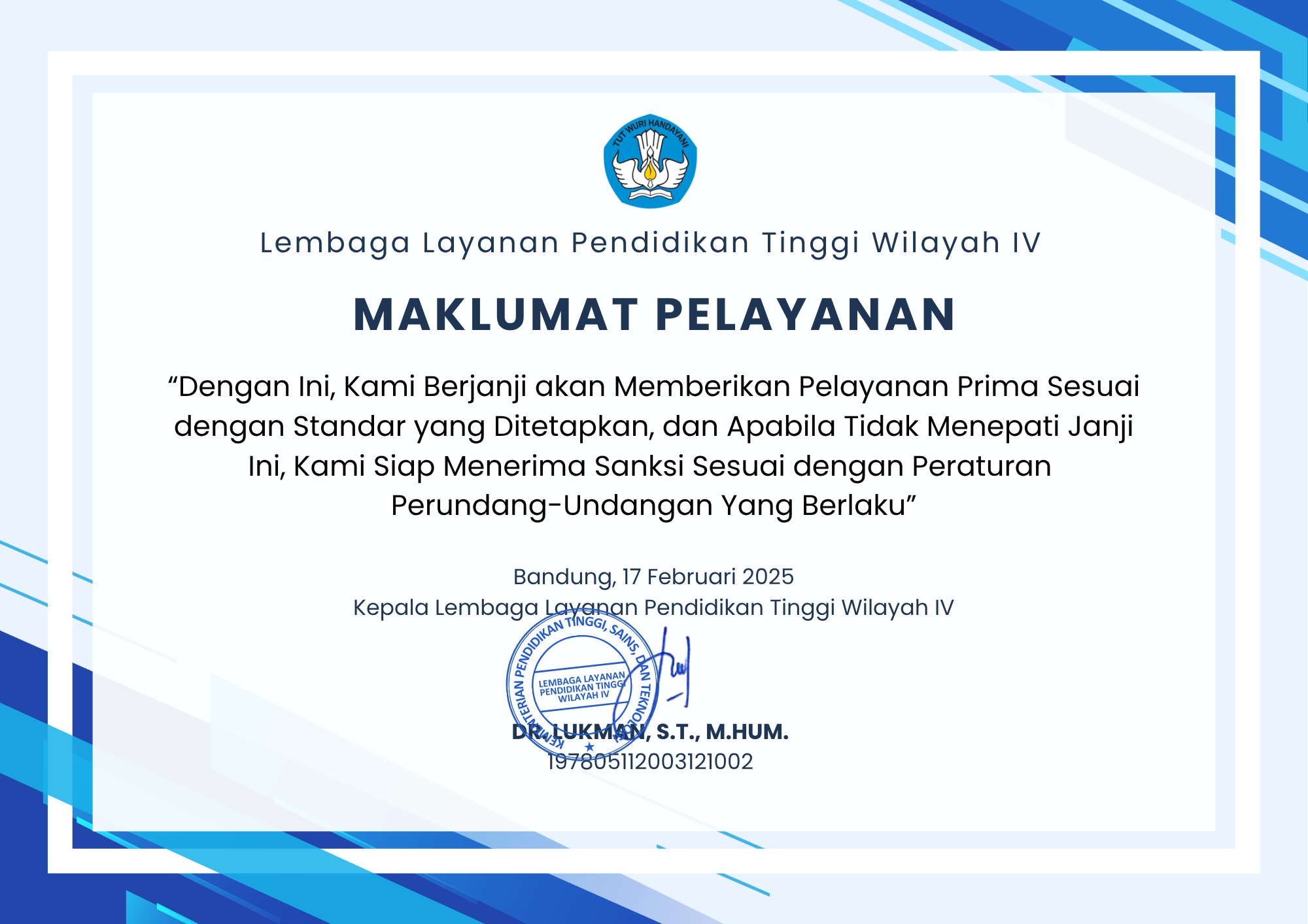 Maklumat Pelayanan & PAKTA INTEGRITAS 2025 REV 1